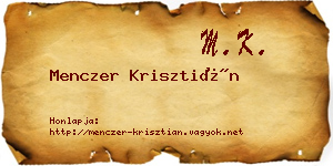 Menczer Krisztián névjegykártya